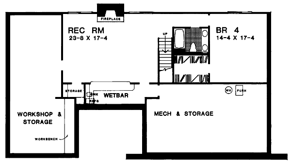 Contemporary Ranch Lower Level of Plan 95271