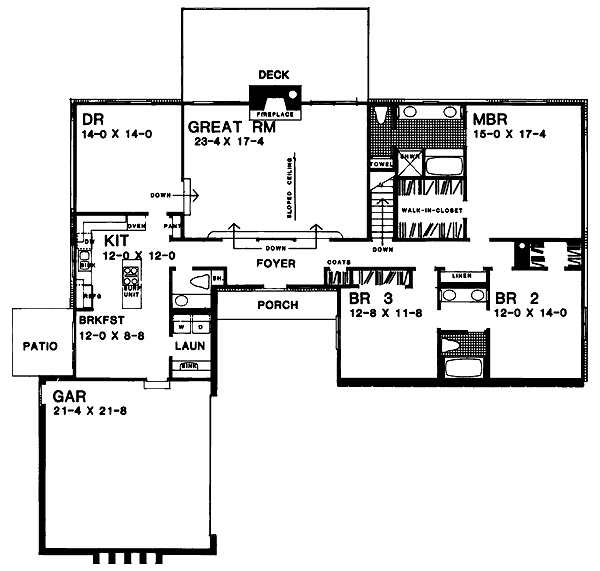 Contemporary Ranch Level One of Plan 95271