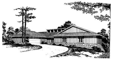 Contemporary Ranch Elevation of Plan 95271