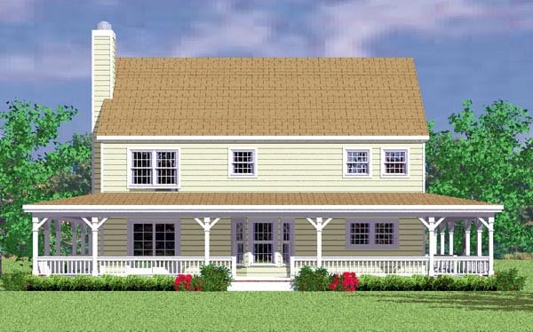Country Farmhouse Rear Elevation of Plan 95274