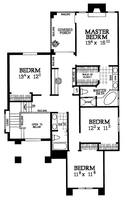 House Plan 95276 Second Level Plan