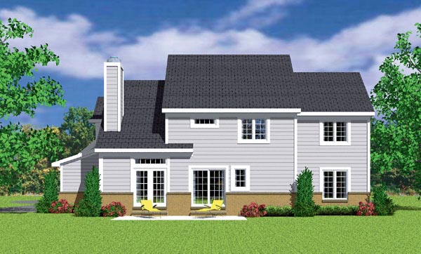 Traditional Rear Elevation of Plan 95280