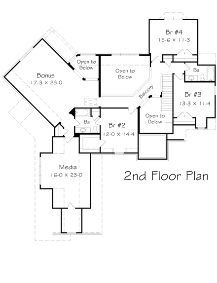 House Plan 95346 Second Level Plan