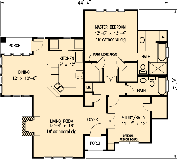 Country Craftsman One-Story Level One of Plan 95506
