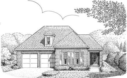 Country European One-Story Elevation of Plan 95511
