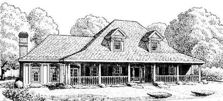 Country Farmhouse Southern Elevation of Plan 95512