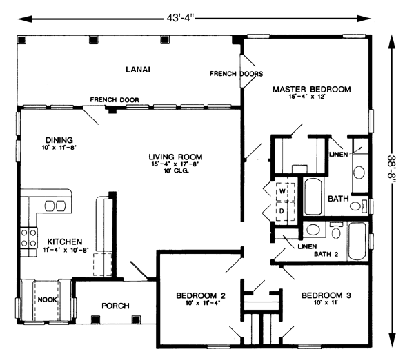 Cottage One-Story Level One of Plan 95517