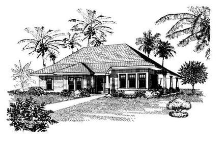 Country One-Story Southern Elevation of Plan 95521