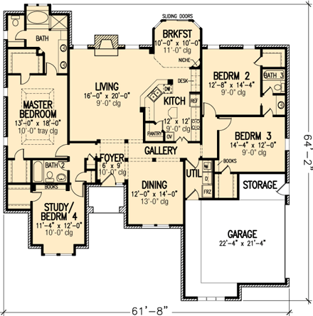 House Plan 95529 First Level Plan