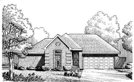 European One-Story Elevation of Plan 95530