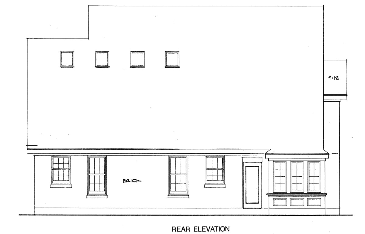 European Rear Elevation of Plan 95531