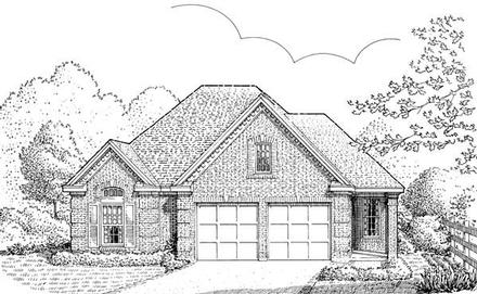 European One-Story Elevation of Plan 95532