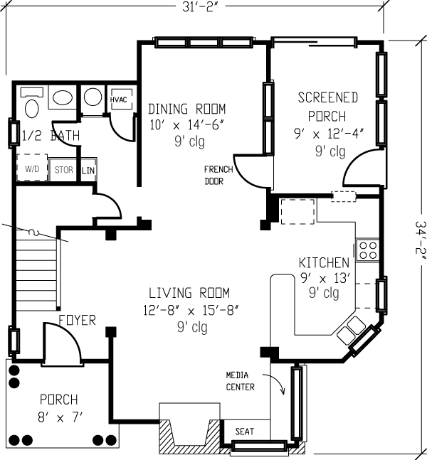 Country Craftsman European Narrow Lot Level One of Plan 95533