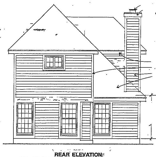 Narrow Lot Rear Elevation of Plan 95537