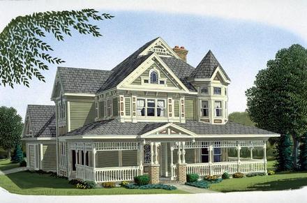Country Farmhouse Victorian Elevation of Plan 95540