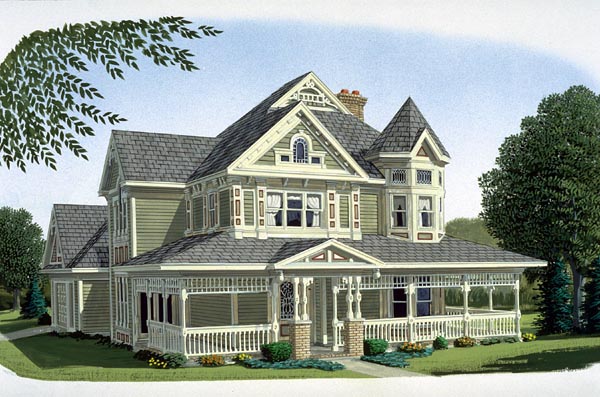 Country, Farmhouse, Victorian Plan with 2312 Sq. Ft., 3 Bedrooms, 3 Bathrooms, 2 Car Garage Elevation