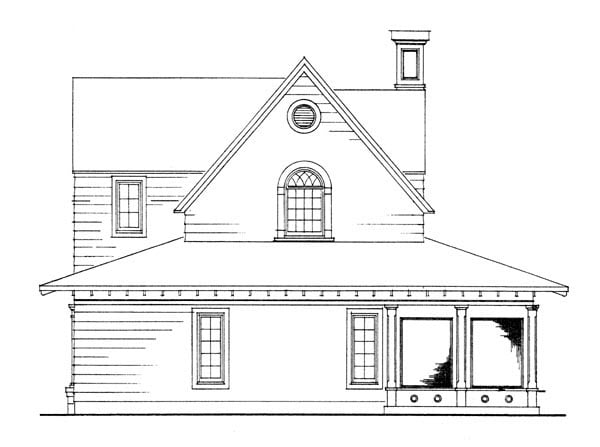 Cottage Country Craftsman Farmhouse Rear Elevation of Plan 95541