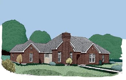 European One-Story Elevation of Plan 95542