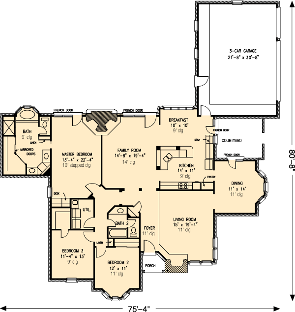 European One-Story Level One of Plan 95544