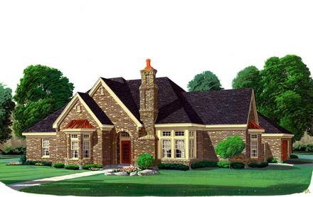 European One-Story Elevation of Plan 95544