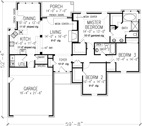 European One-Story Level One of Plan 95552