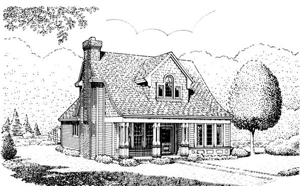 Country Rear Elevation of Plan 95554