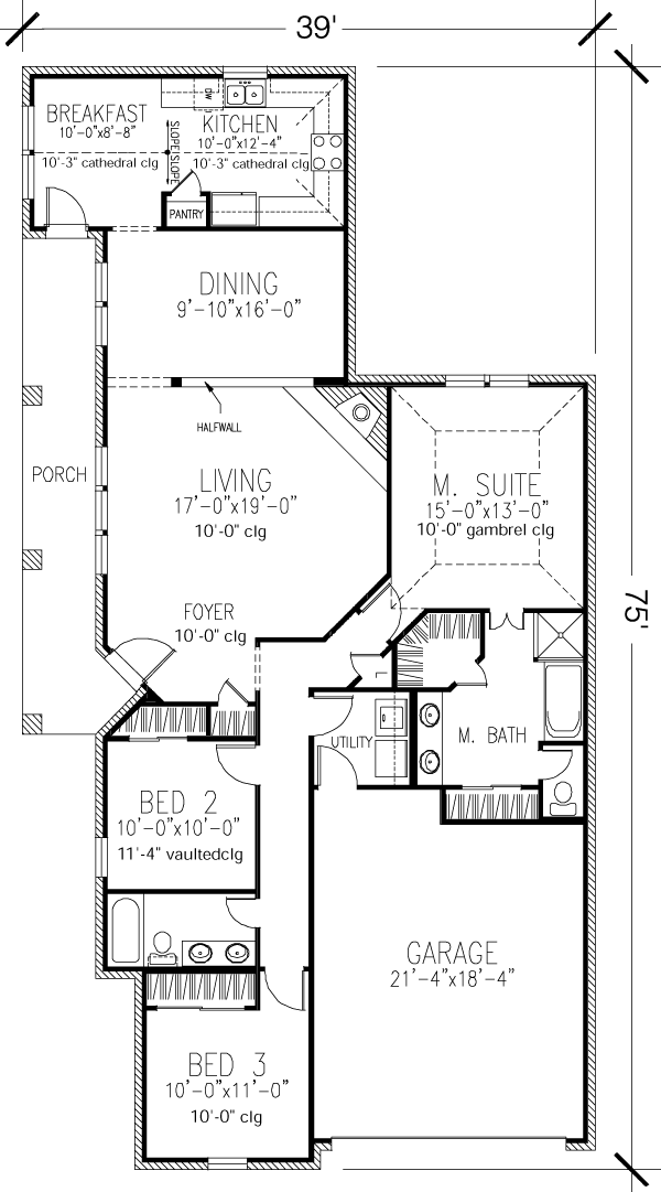 European One-Story Level One of Plan 95555