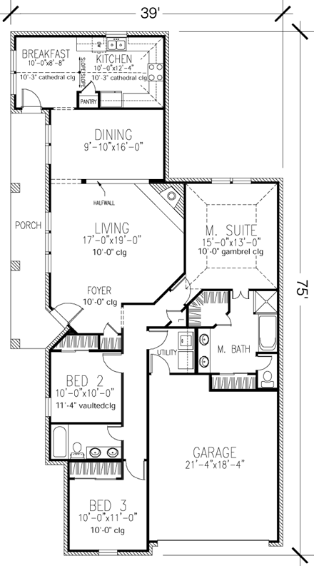 House Plan 95555 First Level Plan