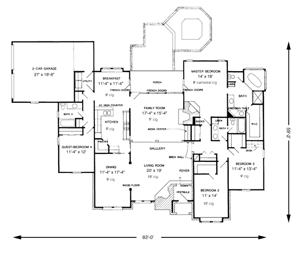European One-Story Level One of Plan 95558