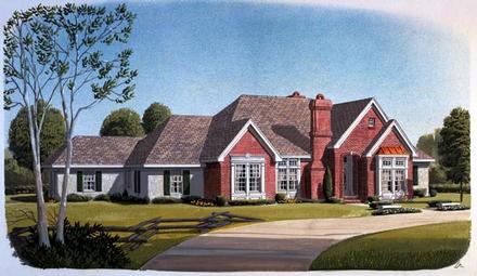 European One-Story Elevation of Plan 95558