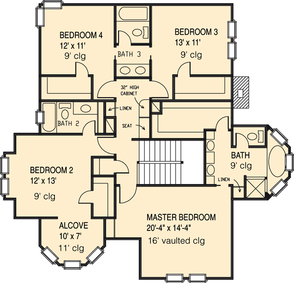 Country Farmhouse Victorian Level Two of Plan 95560