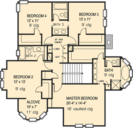 House Plan 95560 Second Level Plan