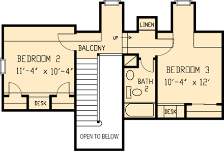 House Plan 95566 Second Level Plan