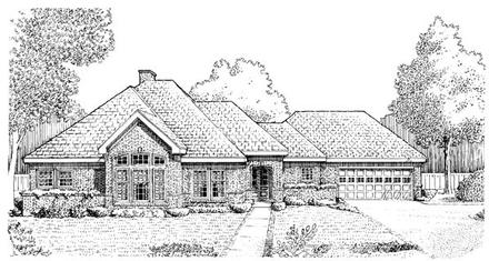 European One-Story Elevation of Plan 95567