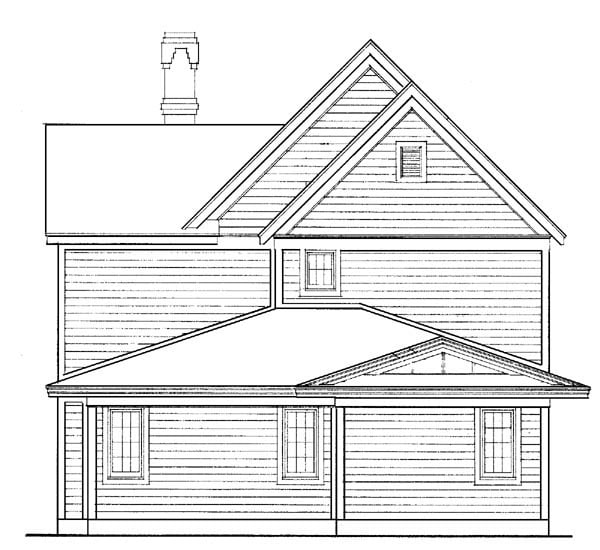 Country Farmhouse Victorian Rear Elevation of Plan 95569