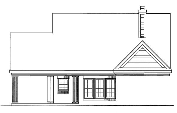 Cape Cod Colonial Rear Elevation of Plan 95572