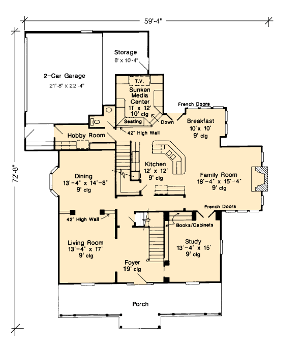 Country Farmhouse Victorian Level One of Plan 95573