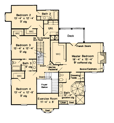 House Plan 95573 Second Level Plan