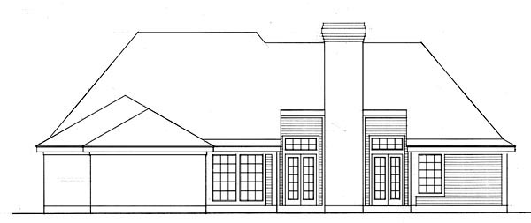 European One-Story Rear Elevation of Plan 95575