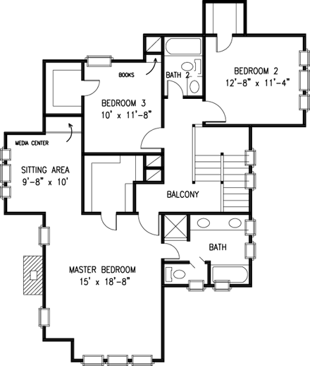 House Plan 95581 Second Level Plan