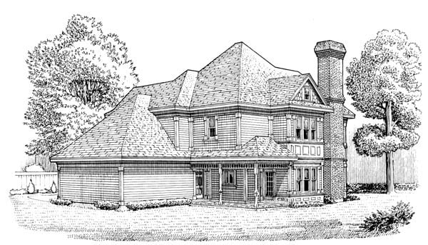 Country Farmhouse Victorian Rear Elevation of Plan 95581