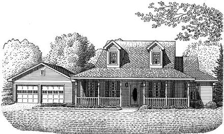 Country Farmhouse Southern Elevation of Plan 95583