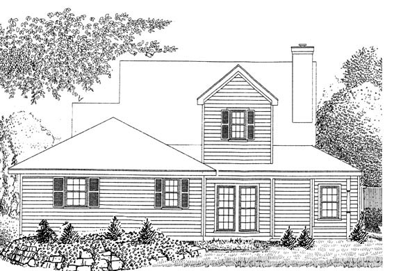Country Farmhouse Southern Rear Elevation of Plan 95583