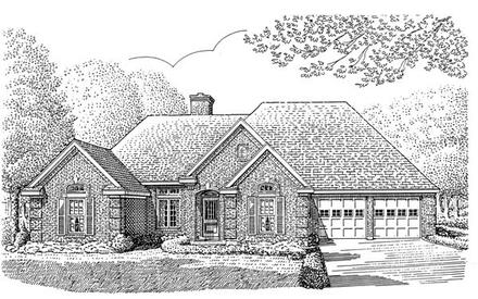 European One-Story Elevation of Plan 95587