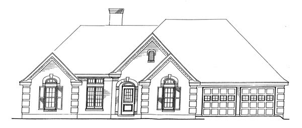 European, One-Story Plan with 1923 Sq. Ft., 3 Bedrooms, 2 Bathrooms, 2 Car Garage Picture 2