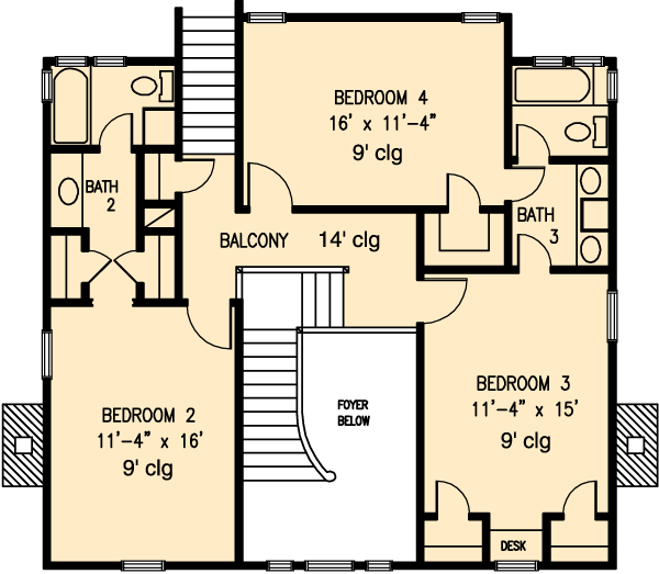 Country Farmhouse Level Two of Plan 95588