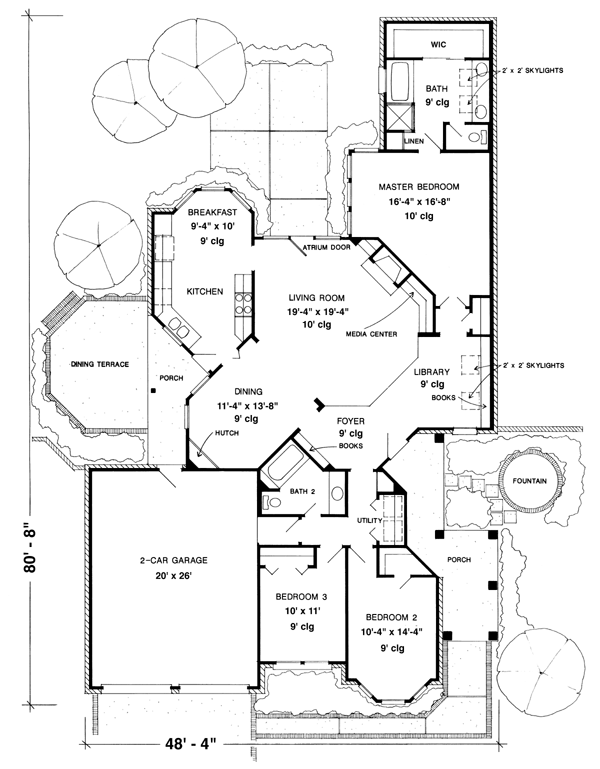 Country European One-Story Level One of Plan 95589