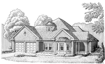 Country European One-Story Elevation of Plan 95589