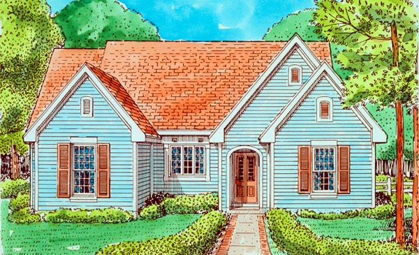 Country Plan with 1462 Sq. Ft., 2 Bedrooms, 1 Bathrooms Elevation