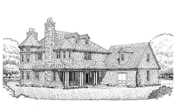 Country Craftsman Rear Elevation of Plan 95592